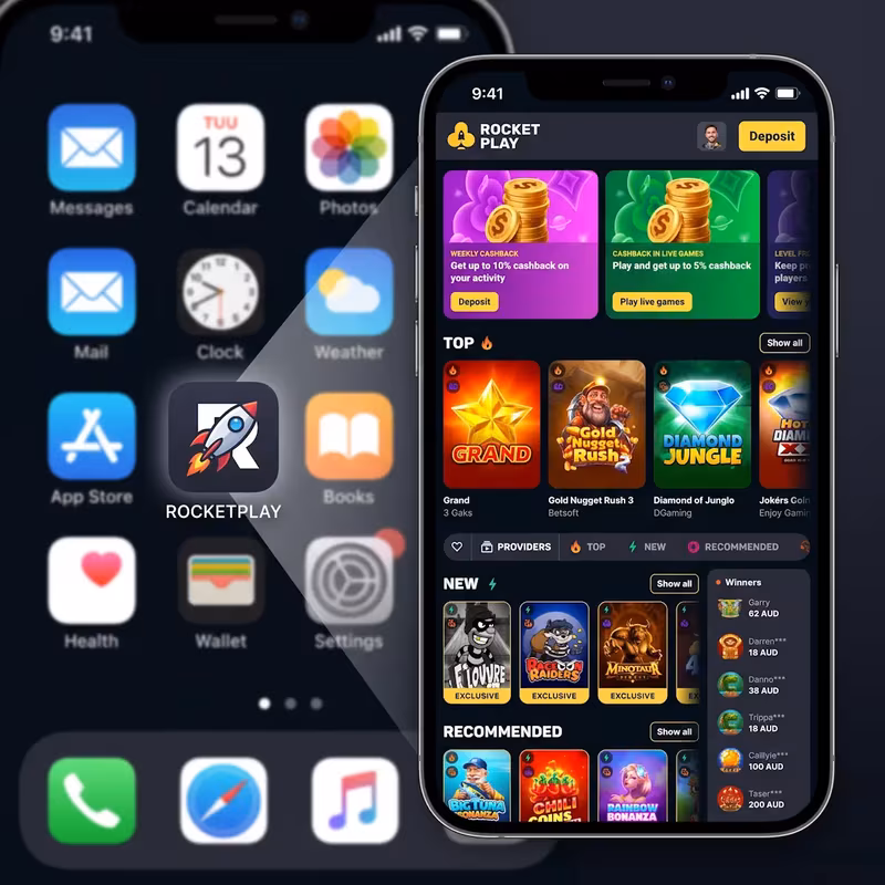 Web app icon on a phone home screen opening the full casino lobby
